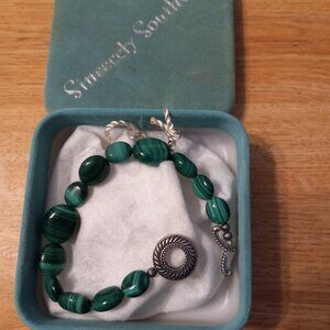 AUTH Carolyn Pollack Sincerely Southwest Sterling Silver 925 Malachite Bracelet